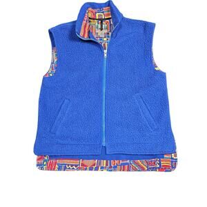Vintage Eastern Mountain Sports Vest Mens Medium Blue Fleece Sherpa Made USA 90s